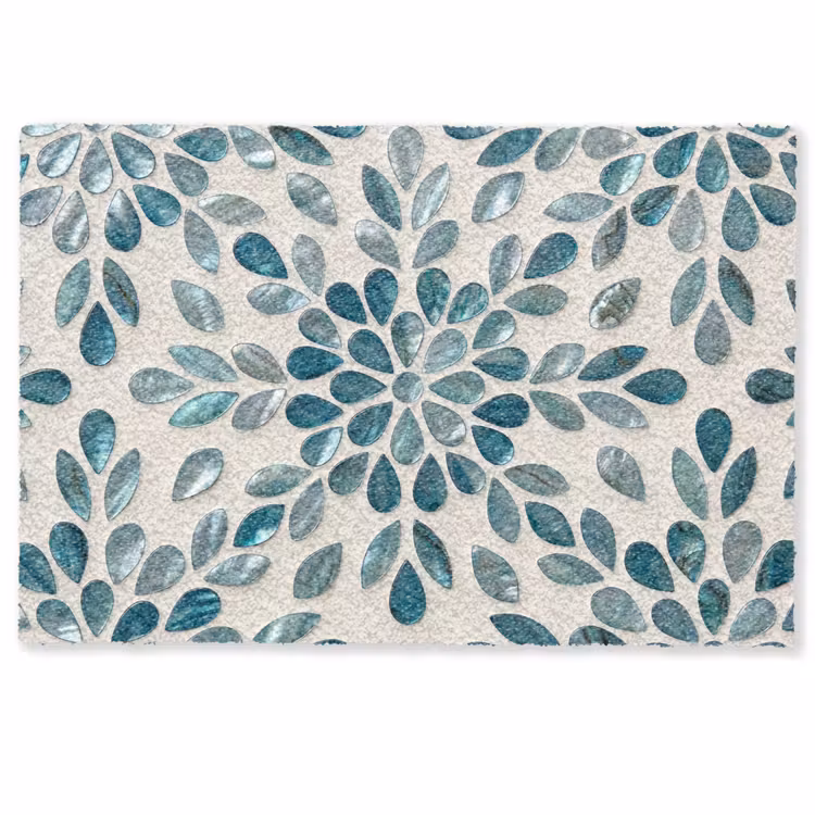 Deurmat - Patroon - Bladeren - Abstract - Modern - Turquoise — 1