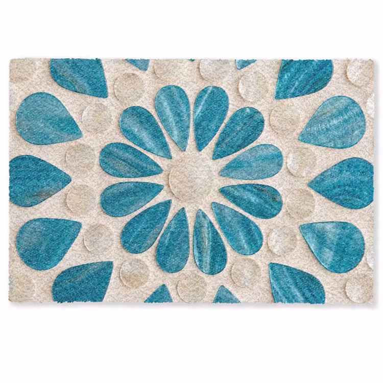 Deurmat - Patroon - Mozaïek - Schelpen - Abstract - Turquoise — 1
