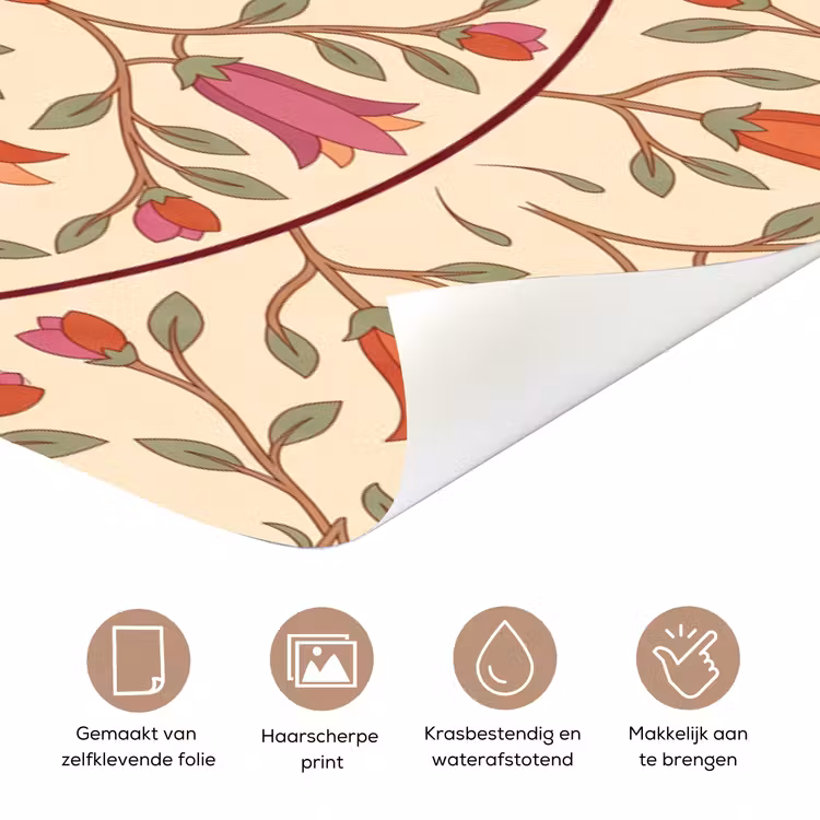 Deursticker - Bloemen - Mandala - Decoratief - Rood — 3