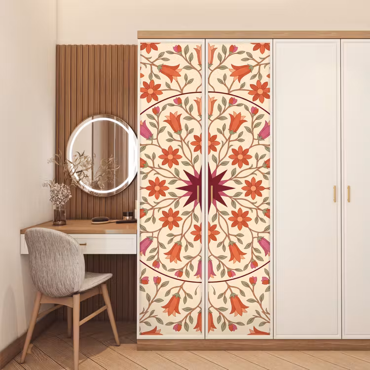 Deursticker - Bloemen - Mandala - Decoratief - Rood — 5