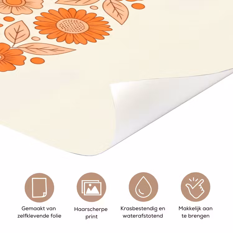 Deursticker - Bloemen - Mandala - Patroon - Kleurrijk — 3