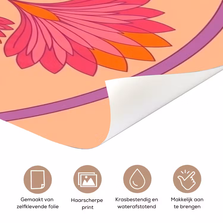 Deursticker - Bloemen - Patroon - Abstract - Roze - Decoratief — 3