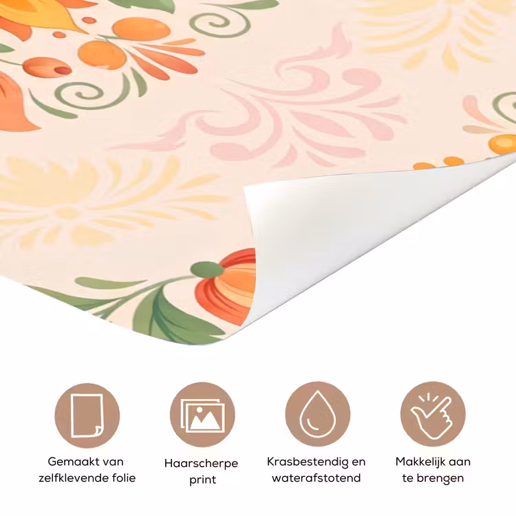 Deursticker - Bloemen - Patroon - Decoratief - Oranje — 3