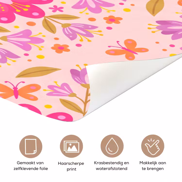 Deursticker - Bloemen - Patroon - Natuur - Abstract - Roze — 3