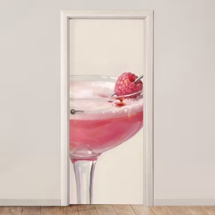Deursticker - Cocktail - Framboos - Drank - Modern - Roze — 1