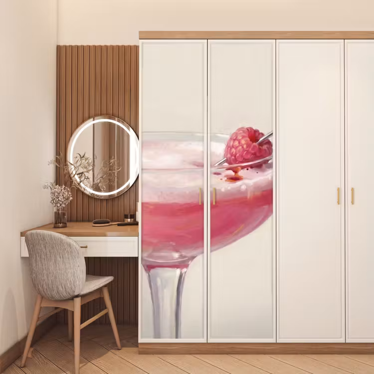 Deursticker - Cocktail - Framboos - Drank - Modern - Roze — 5