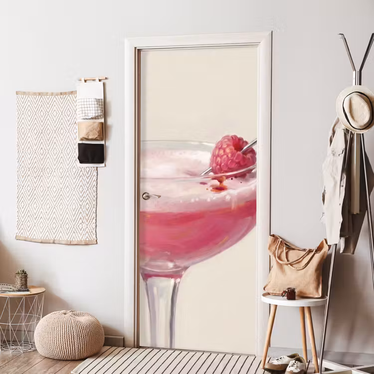 Deursticker - Cocktail - Framboos - Drank - Modern - Roze — 8