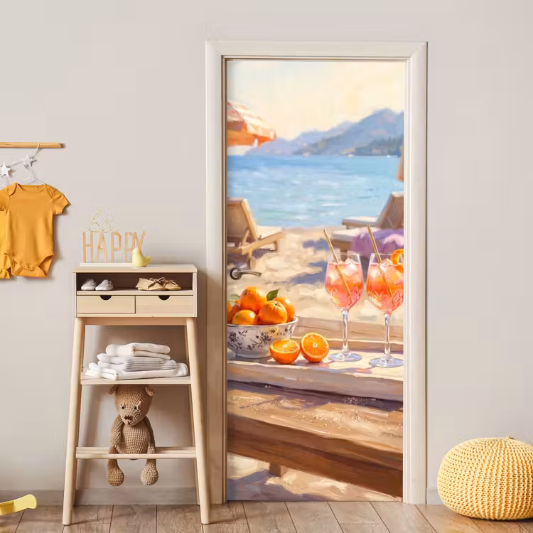 Deursticker - Drank - Glazen - Strand - Zomer - Oranje — 6