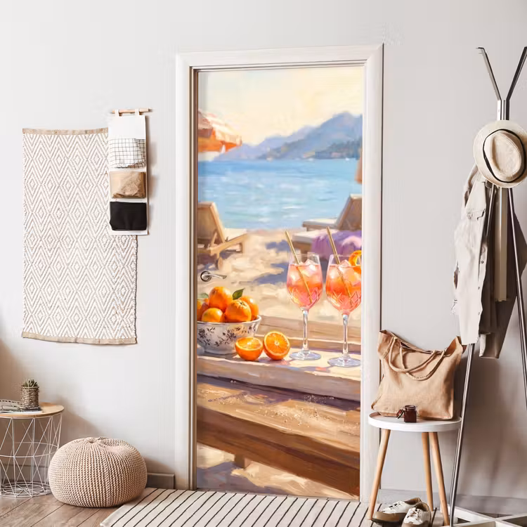Deursticker - Drank - Glazen - Strand - Zomer - Oranje — 8