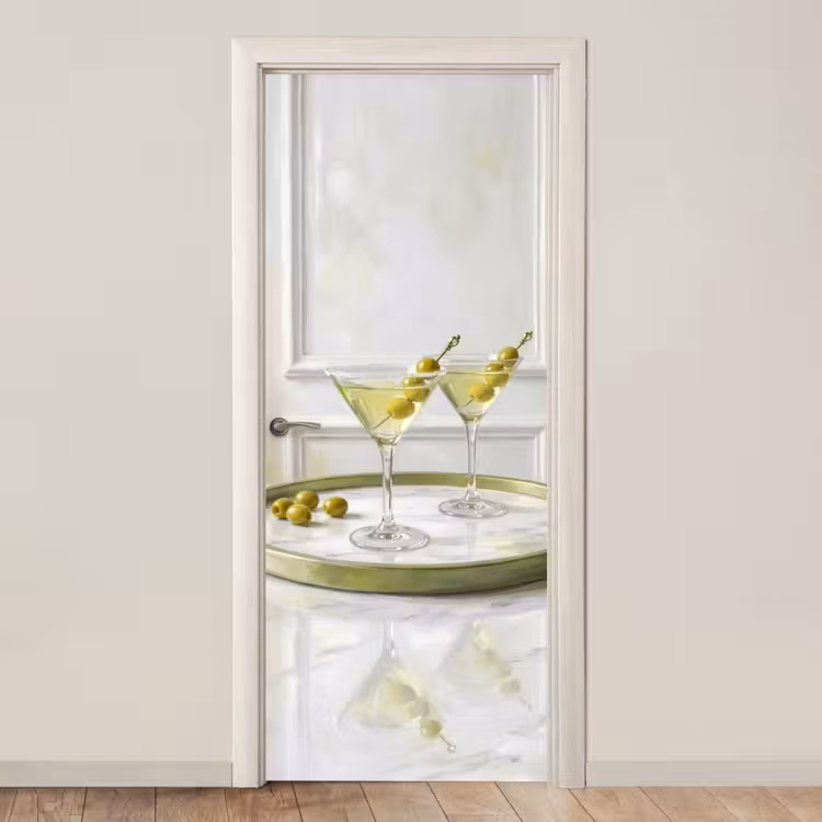 Deursticker - Drank - Martini - Olijven - Modern - Wit — 1