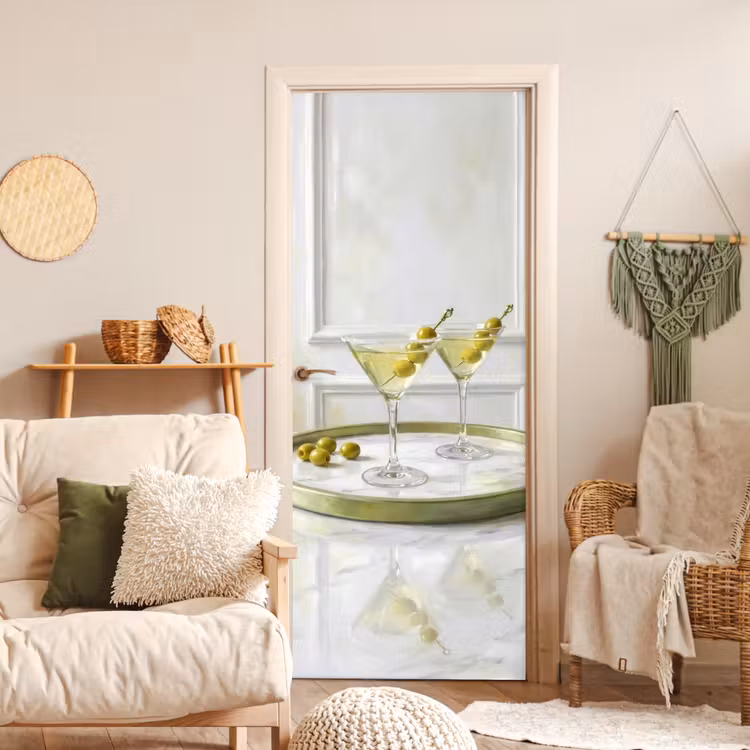 Deursticker - Drank - Martini - Olijven - Modern - Wit — 4
