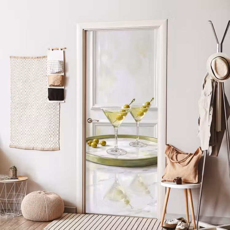 Deursticker - Drank - Martini - Olijven - Modern - Wit — 8