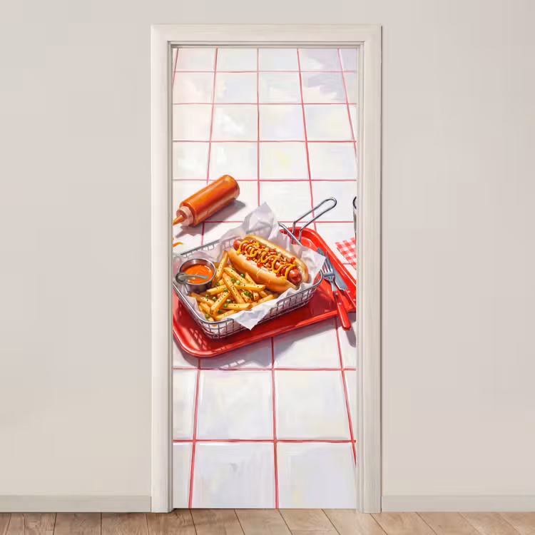 Deursticker - Eten - Hotdog - Fastfood - Modern - Rood — 1