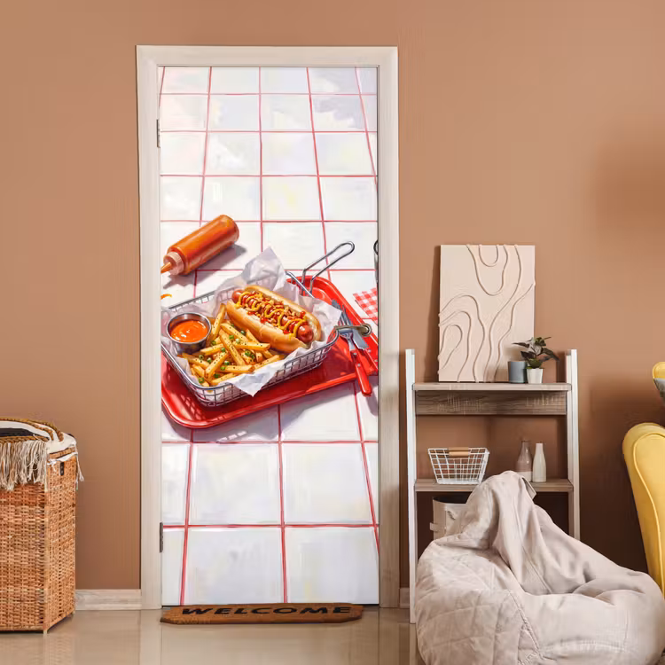 Deursticker - Eten - Hotdog - Fastfood - Modern - Rood — 2
