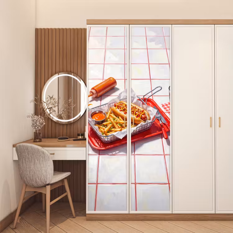 Deursticker - Eten - Hotdog - Fastfood - Modern - Rood — 5