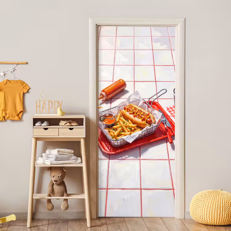 Deursticker - Eten - Hotdog - Fastfood - Modern - Rood — 6