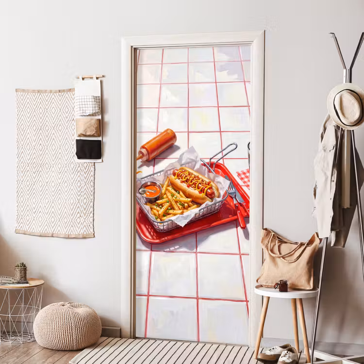 Deursticker - Eten - Hotdog - Fastfood - Modern - Rood — 8