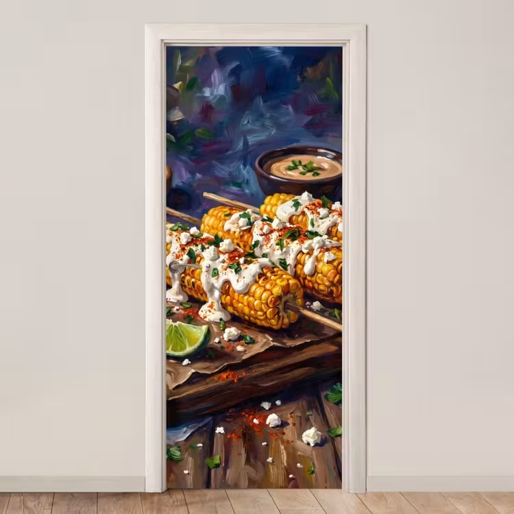 Deursticker - Eten - Maïs - Saus - Geschilderd - Geel — 1