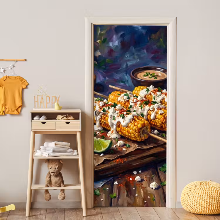 Deursticker - Eten - Maïs - Saus - Geschilderd - Geel — 6