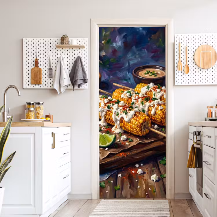 Deursticker - Eten - Maïs - Saus - Geschilderd - Geel — 7