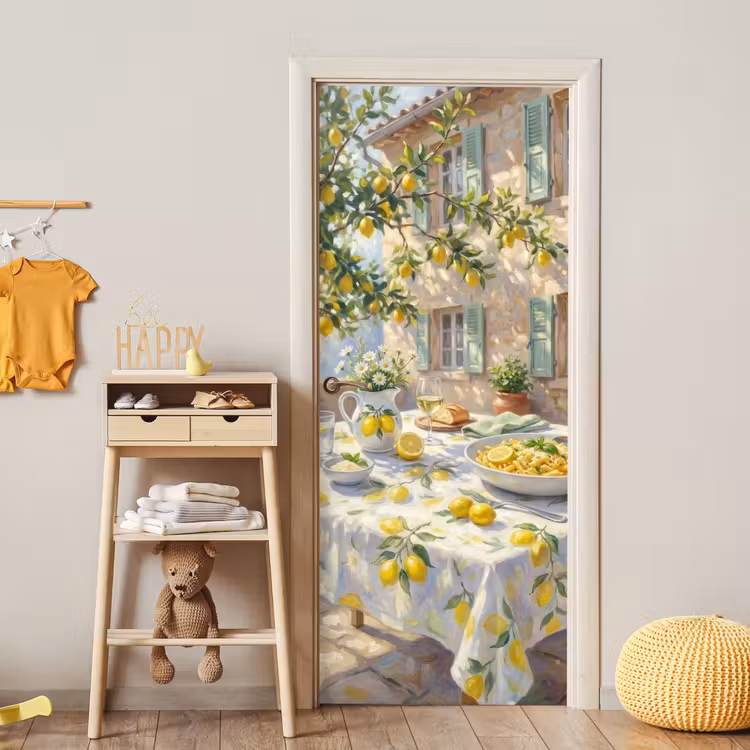 Deursticker - Eten - Terras - Zomer - Geschilderd - Geel — 6