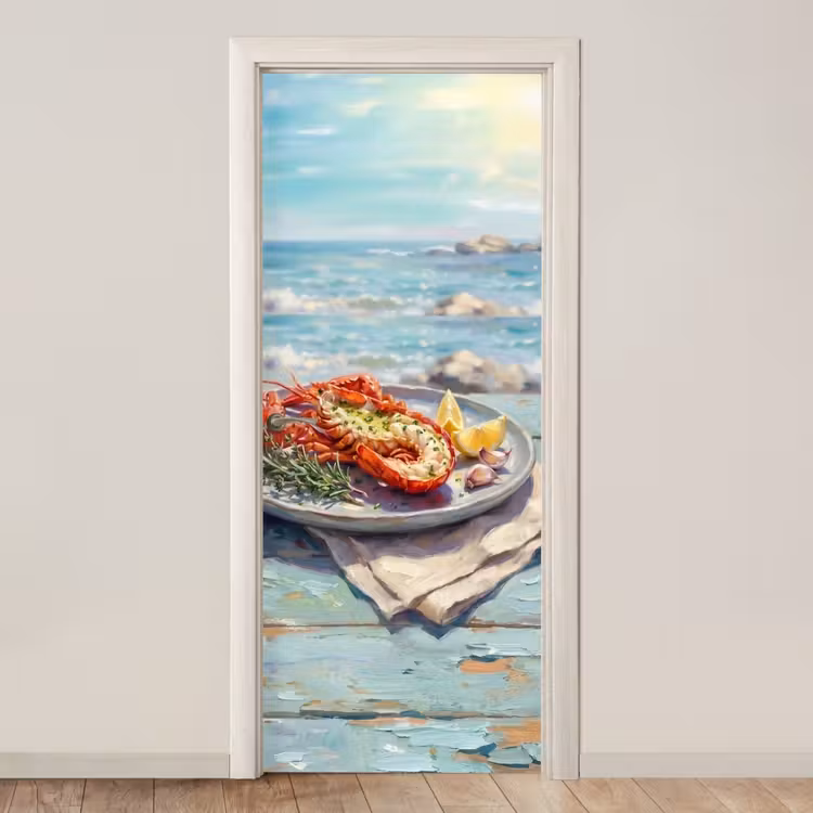 Deursticker - Eten - Zee - Kust - Modern - Blauw — 1