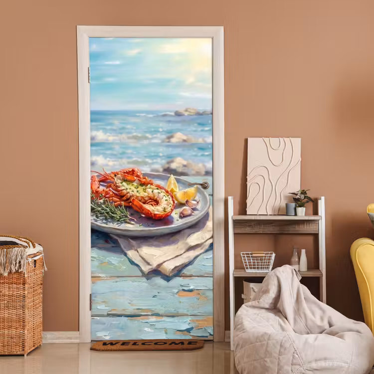 Deursticker - Eten - Zee - Kust - Modern - Blauw — 2