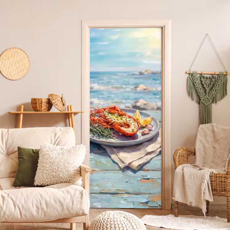 Deursticker - Eten - Zee - Kust - Modern - Blauw — 4
