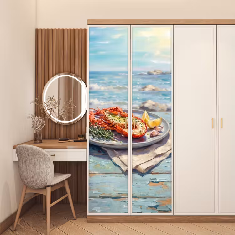 Deursticker - Eten - Zee - Kust - Modern - Blauw — 5