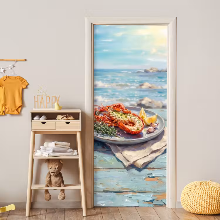 Deursticker - Eten - Zee - Kust - Modern - Blauw — 6