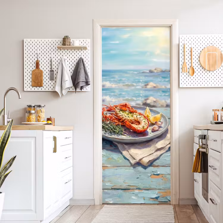 Deursticker - Eten - Zee - Kust - Modern - Blauw — 7