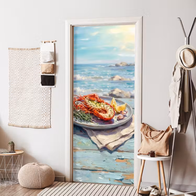 Deursticker - Eten - Zee - Kust - Modern - Blauw — 8