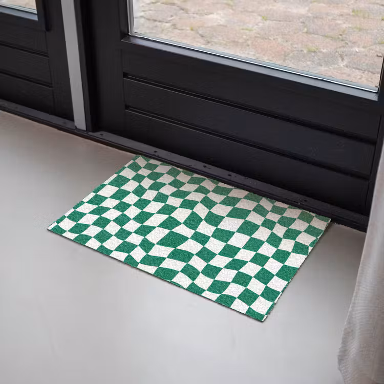 Deurmat - Schaakbord - Golvend - Groen — 2