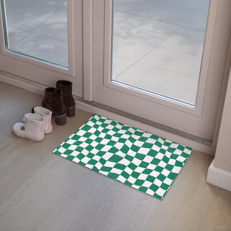 Deurmat - Schaakbord - Golvend - Groen — 8