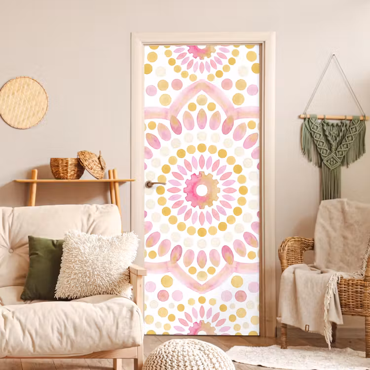 Deursticker - Abstract - Mandala - Kunst - Modern - Roze — 4