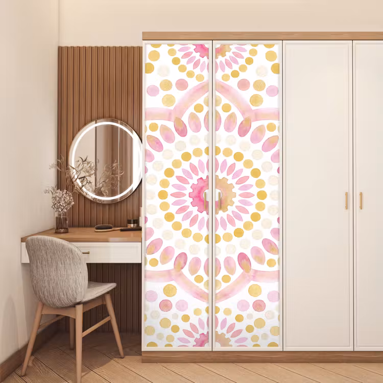 Deursticker - Abstract - Mandala - Kunst - Modern - Roze — 5