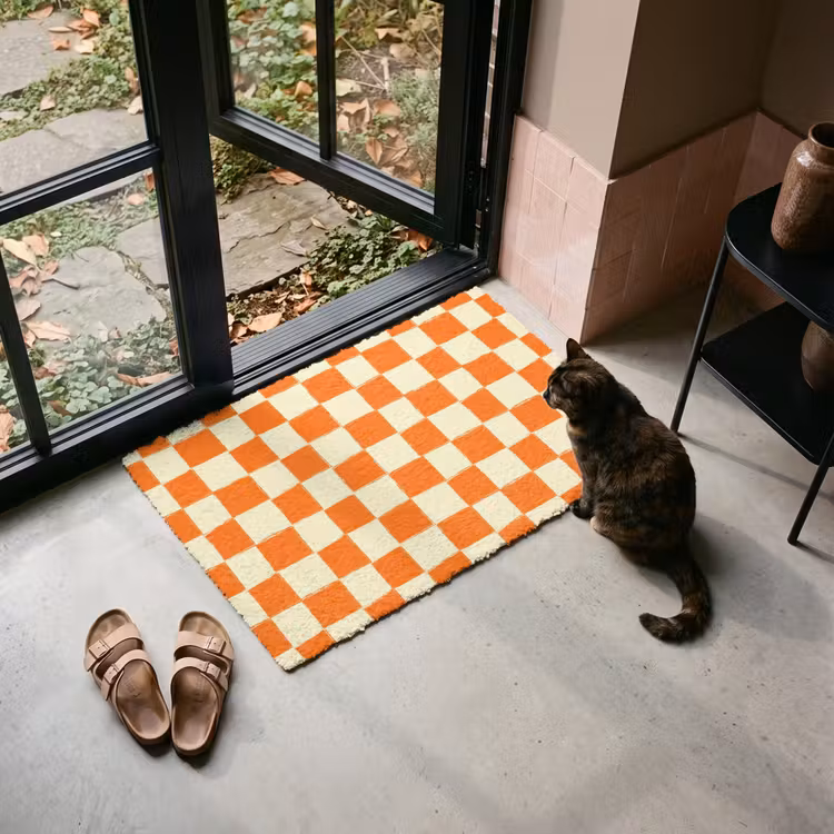 Deurmat - Schaak - Patroon - Oranje — 2