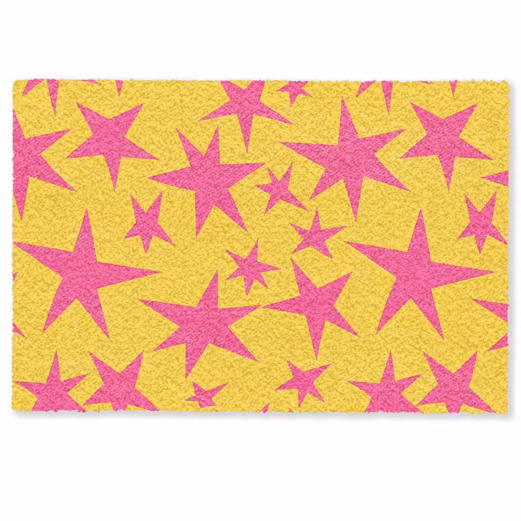 Deurmat - Sterren - Patroon - Roze - Geel — 1