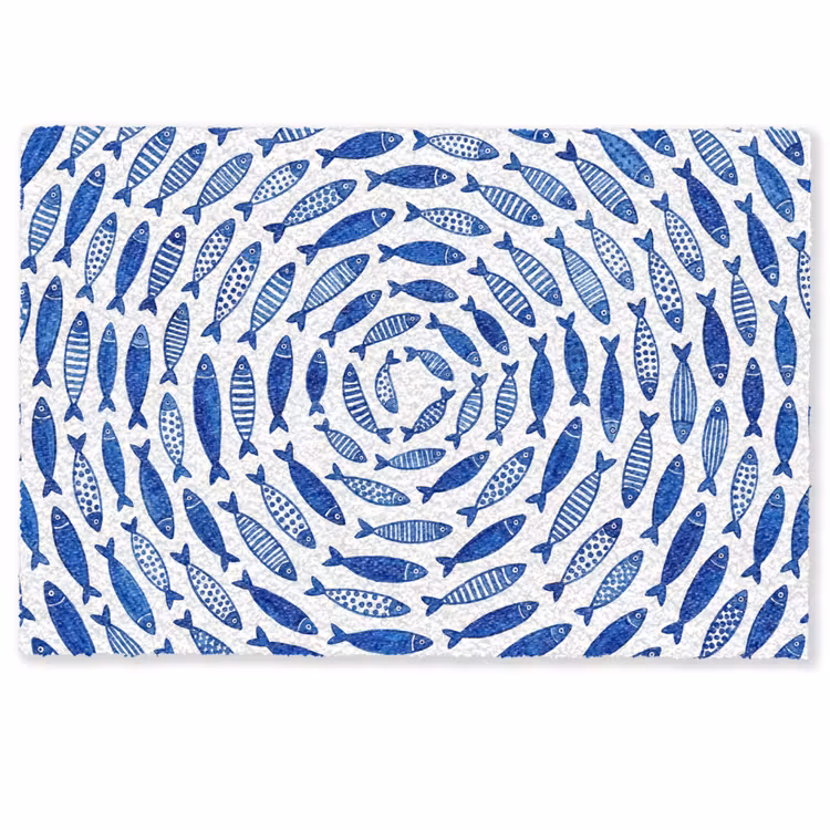 Deurmat - Vis - Patroon - Onderwater - Abstract - Blauw — 1