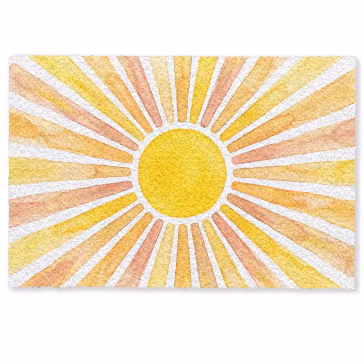 Deurmat - Zon - Stralen - Aquarel - Geel - Abstract — 1