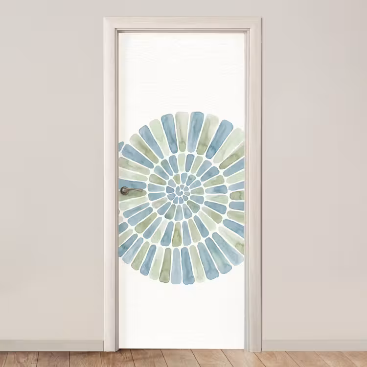 Deursticker - Abstract - Spiraal - Patroon - Modern - Blauw-Groen — 1