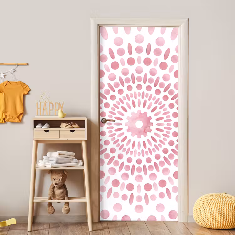 Deursticker - Abstract - Vormen - Patroon - Aquarel - Roze — 6