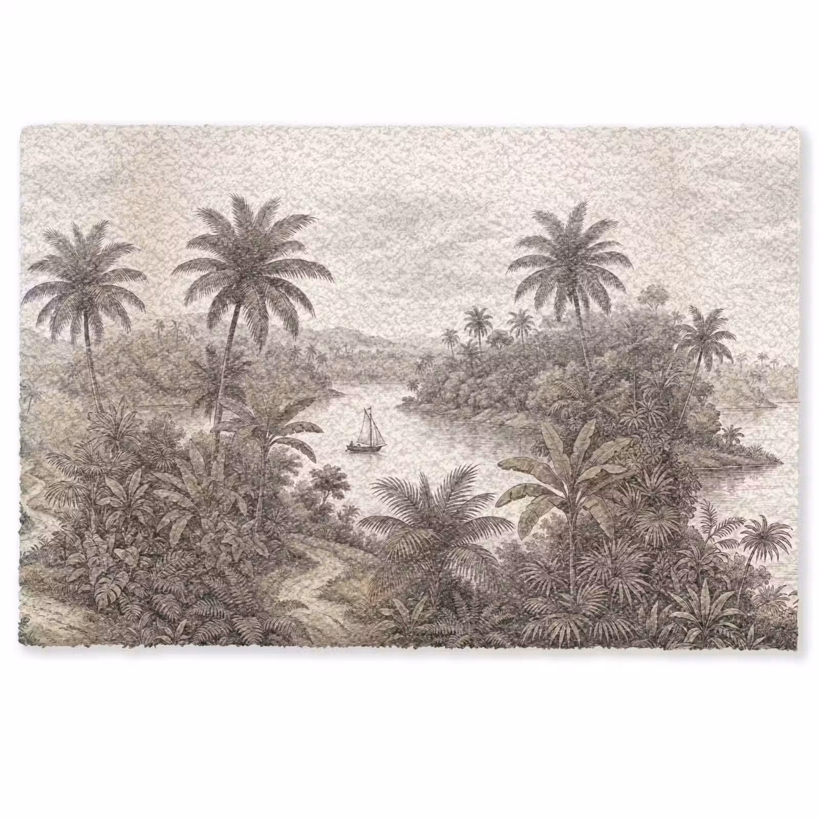 Deurmat - Landschap - Rivier - Boot - Tropisch - Vintage — 1
