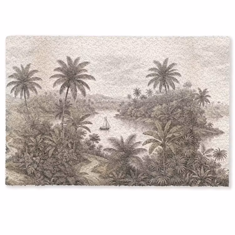 Deurmat - Landschap - Rivier - Boot - Tropisch - Vintage — 1