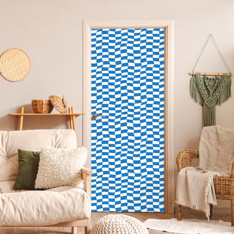 Deursticker - Golvend - Patroon - Blauw — 4
