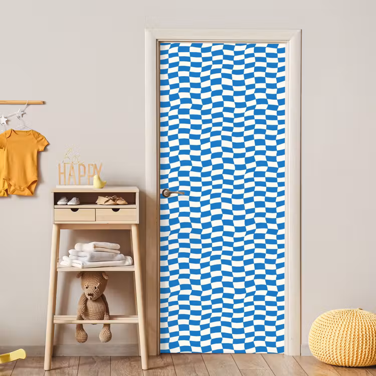 Deursticker - Golvend - Patroon - Blauw — 6