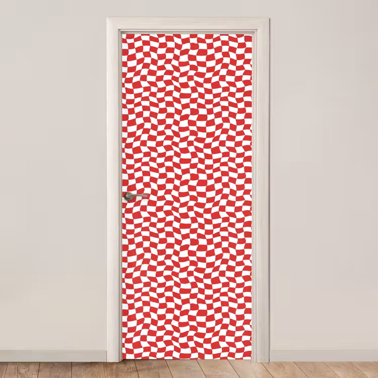 Deursticker - Golvend - Patroon - Rood — 1