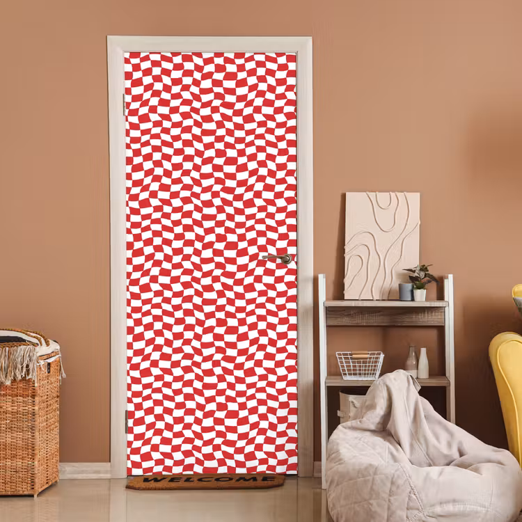 Deursticker - Golvend - Patroon - Rood — 2