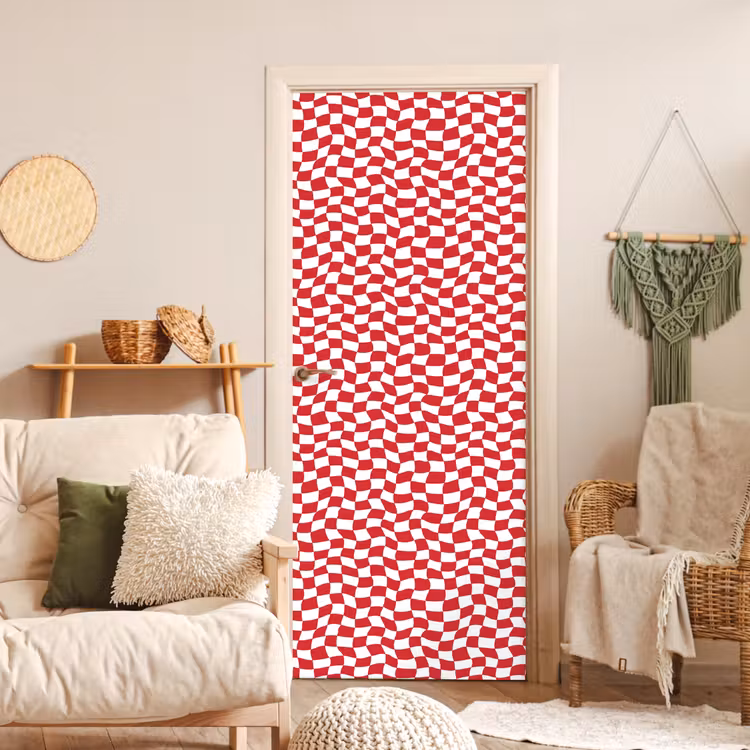 Deursticker - Golvend - Patroon - Rood — 4