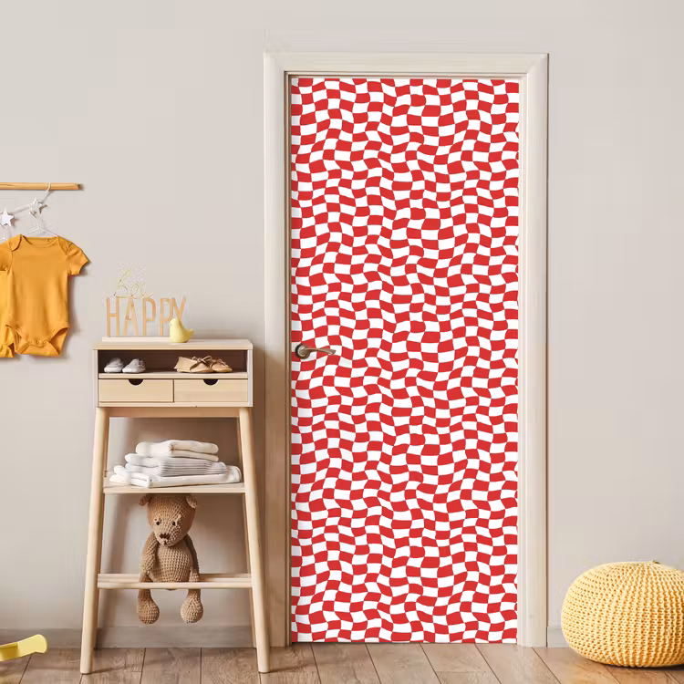 Deursticker - Golvend - Patroon - Rood — 6